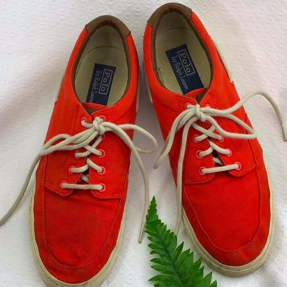 Polo Ralph Lauren Red Lace Up Deck Boat Shoes